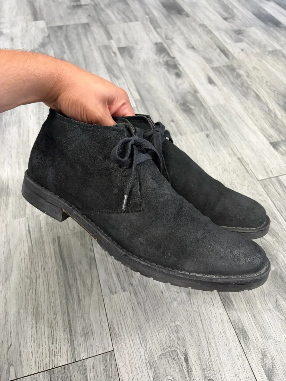 John Varvatos Black Suede Chukka Desert Boots